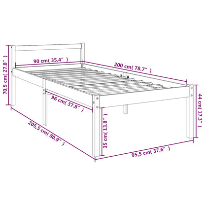 Letto per Anziani 90x200 cm in Legno Massello di Pino - homemem39