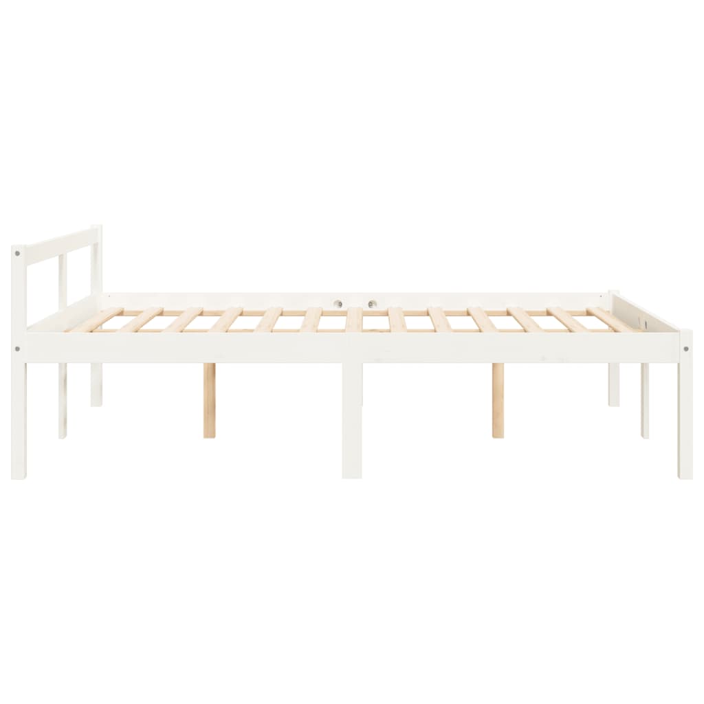 Letto per Anziani Bianco 120x200 cm in Legno Massello di Pino