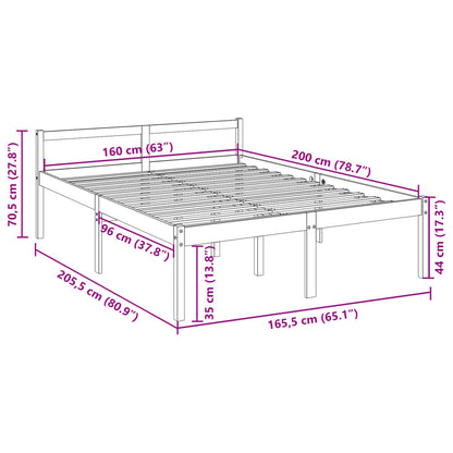 Letto per Anziani 160x200 cm in Legno Massello di Pino