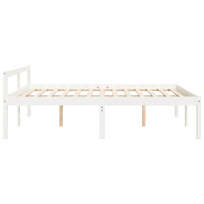 Letto per Anziani Bianco 160x200 cm in Legno Massello di Pino
