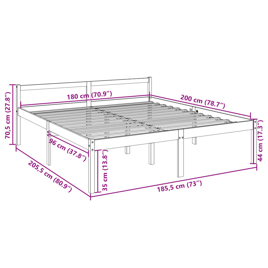 Letto per Anziani Bianco 180x200 cm Super King Legno di Pino - homemem39