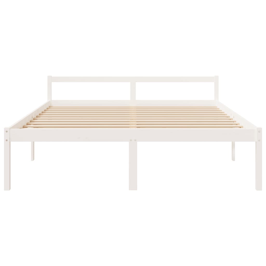 Letto per Anziani Bianco 200x200 cm in Legno Massello di Pino