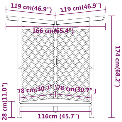 Pergola Angolare con Panca 166x81x174 cm Legno Pino Impregnato | homemem39