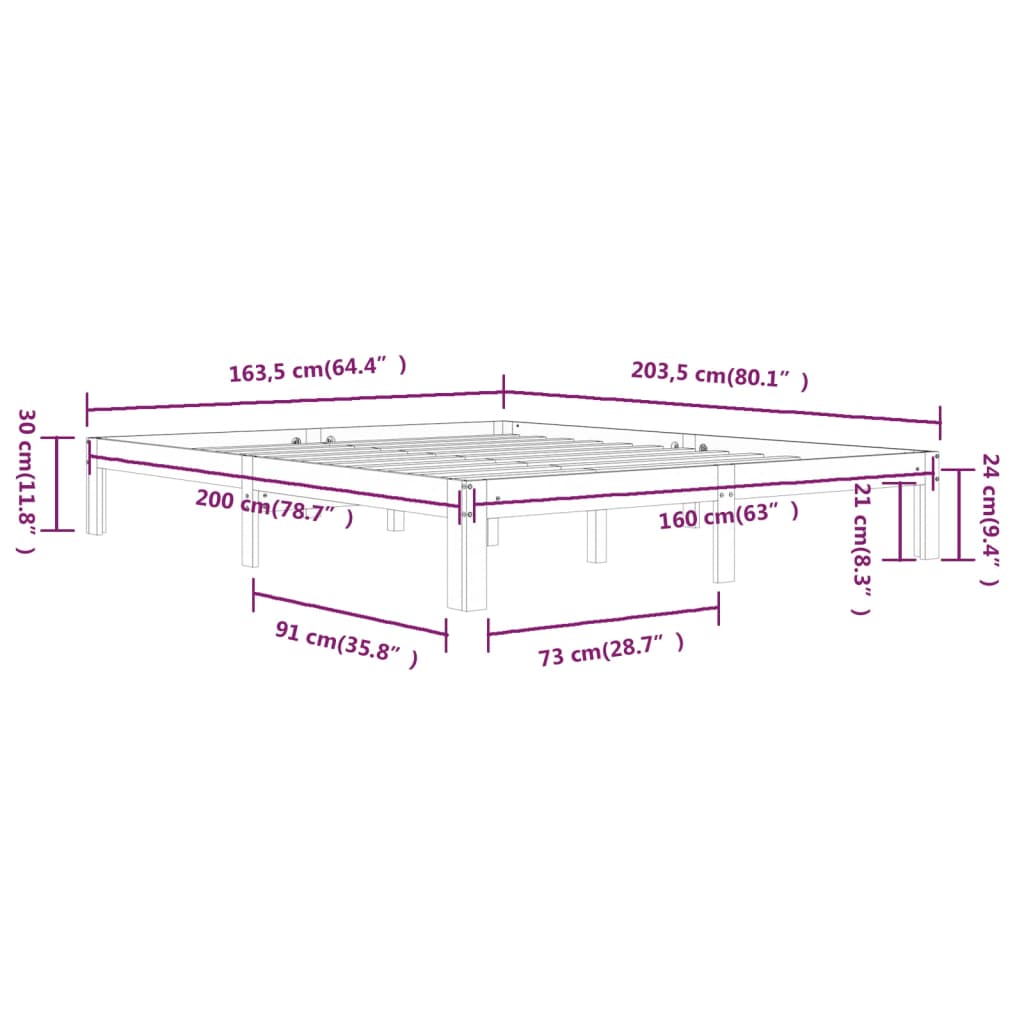 Giroletto Bianco in Legno Massello di Pino 160x200 cm | homemem39