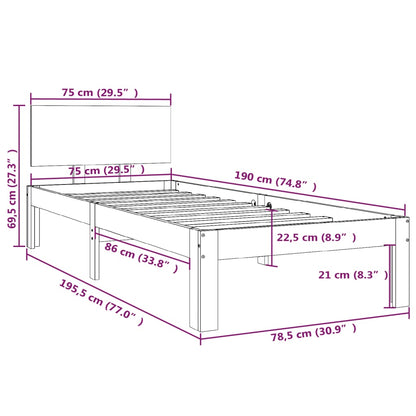 Giroletto Bianco in Legno Massello 75x190 cm Small Single