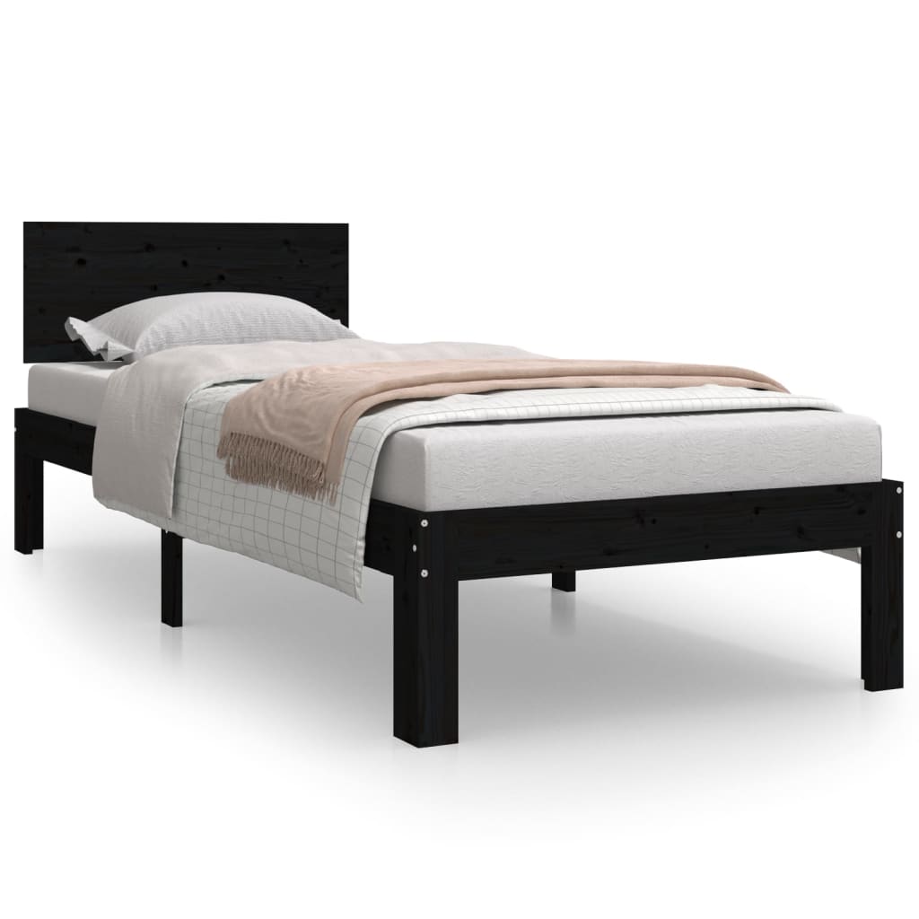 Giroletto in Legno Massello Nero 75x190 cm Small Single | homemem39