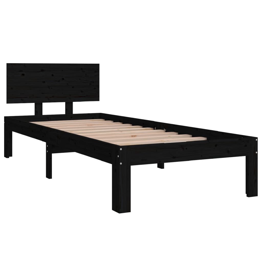 Giroletto in Legno Massello Nero 75x190 cm Small Single | homemem39