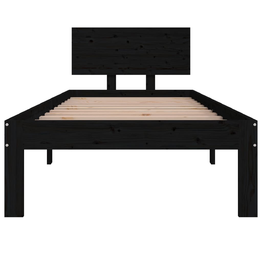 Giroletto in Legno Massello Nero 75x190 cm Small Single | homemem39