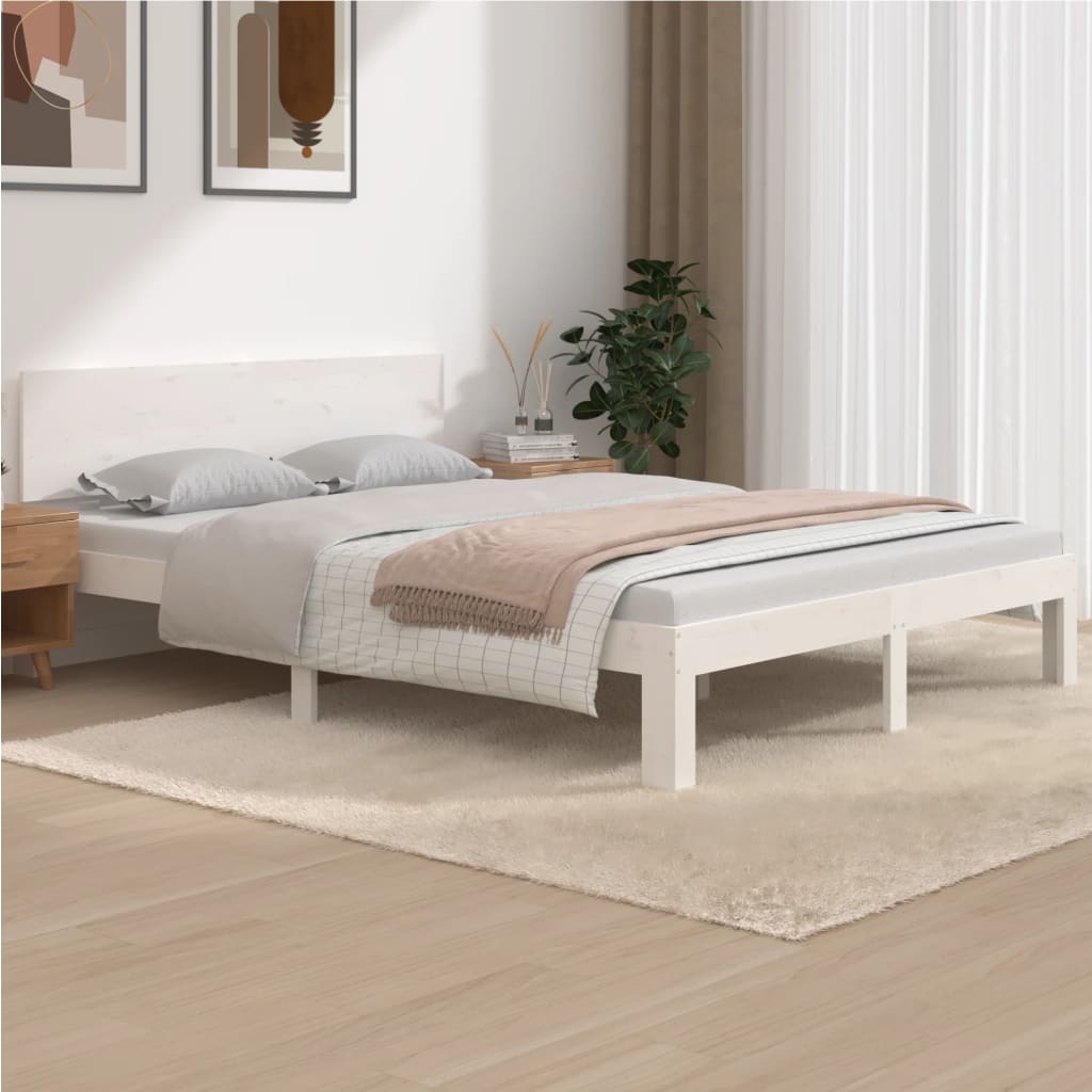 Giroletto Bianco in Legno Massello di Pino 140x190 cm - homemem39