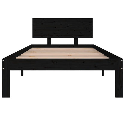 Giroletto Nero in Legno Massello di Pino 90x200 cm | homemem39