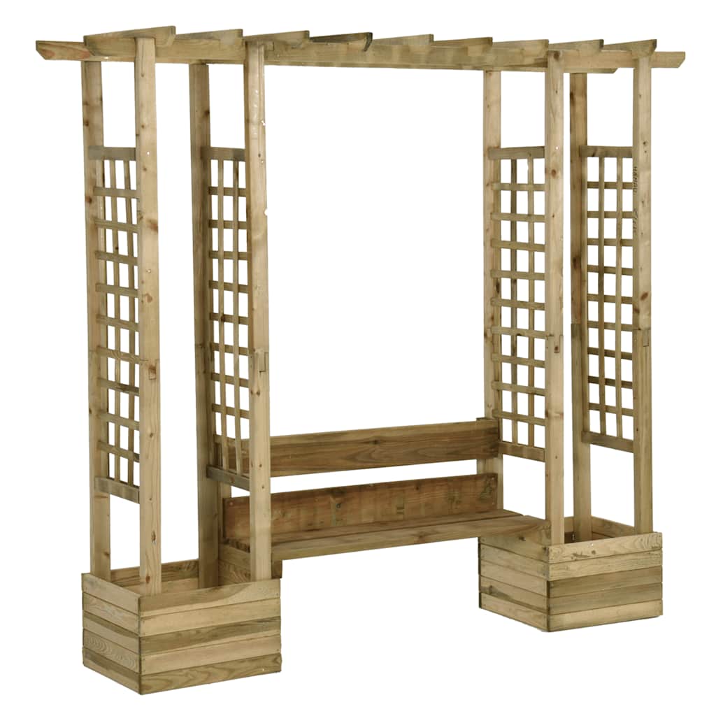 Pergola da Giardino Panca e Vasi Legno Massello Pino Impregnato | homemem39
