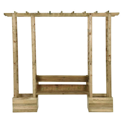 Pergola da Giardino Panca e Vasi Legno Massello Pino Impregnato | homemem39