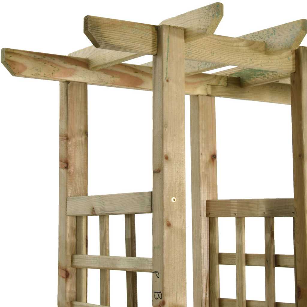 Pergola da Giardino Panca e Vasi Legno Massello Pino Impregnato | homemem39