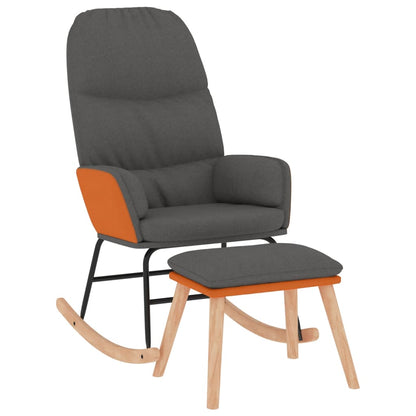 Rocking Armchair with Footrest in Dark Gray Fabric