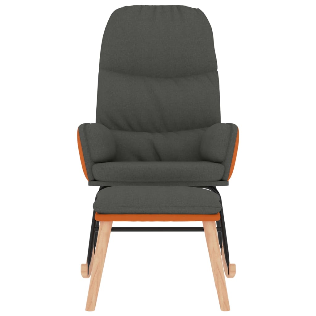 Rocking Armchair with Footrest in Dark Gray Fabric