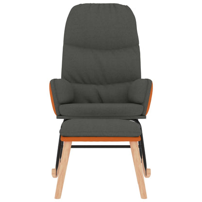 Rocking Armchair with Footrest in Dark Gray Fabric