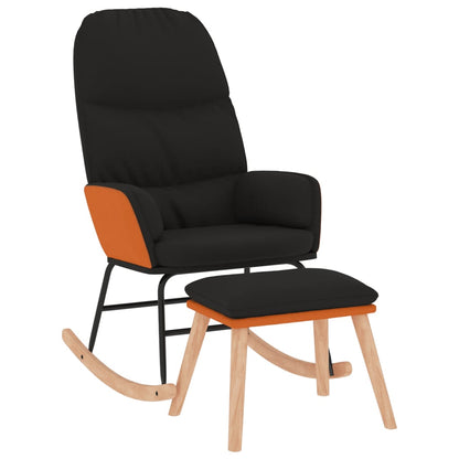 Rocking Armchair with Black Fabric Footrest