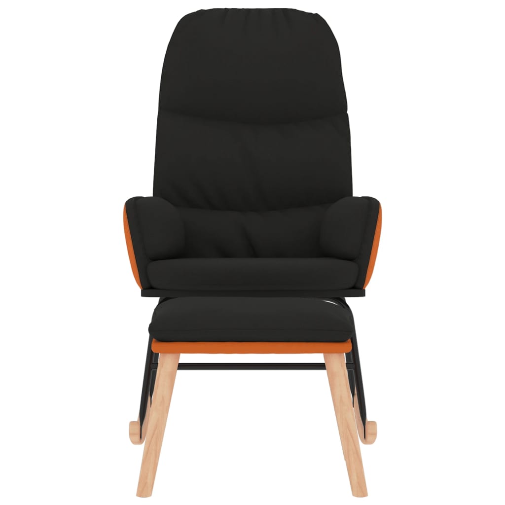 Rocking Armchair with Black Fabric Footrest