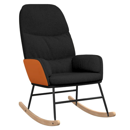 Rocking Armchair with Black Fabric Footrest