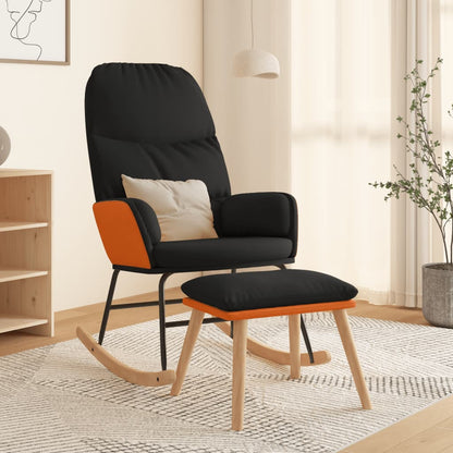 Rocking Armchair with Black Fabric Footrest