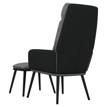 Poltrona Relax con Sgabello Grigio Chiaro Tessuto e Similpelle