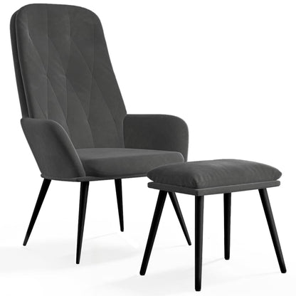 Relax Armchair with Dark Gray Velvet Footrest