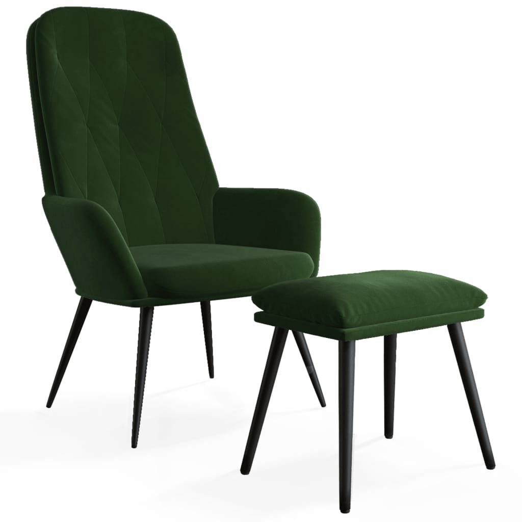 Poltrona Relax con Poggiapiedi Verde Scuro in Velluto | homemem39