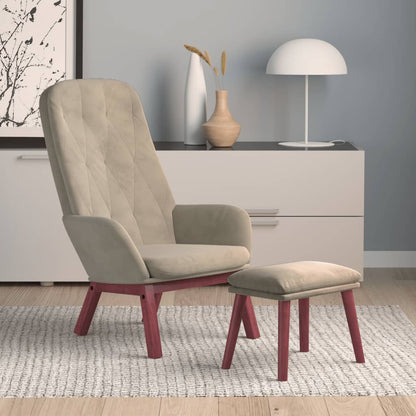 Poltrona Relax con Poggiapiedi Grigio Chiaro in Velluto | homemem39