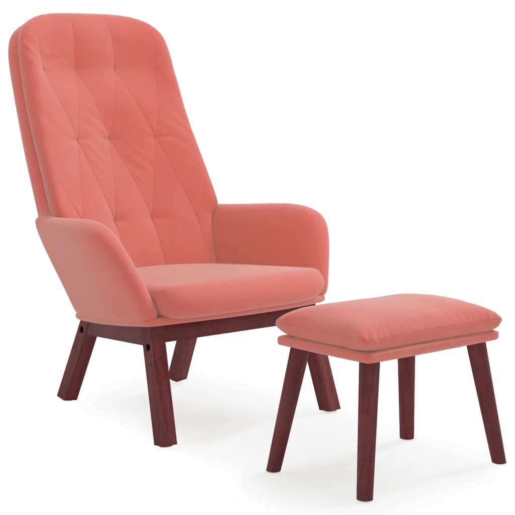 Poltrona Relax con Poggiapiedi Rosa in Velluto | homemem39