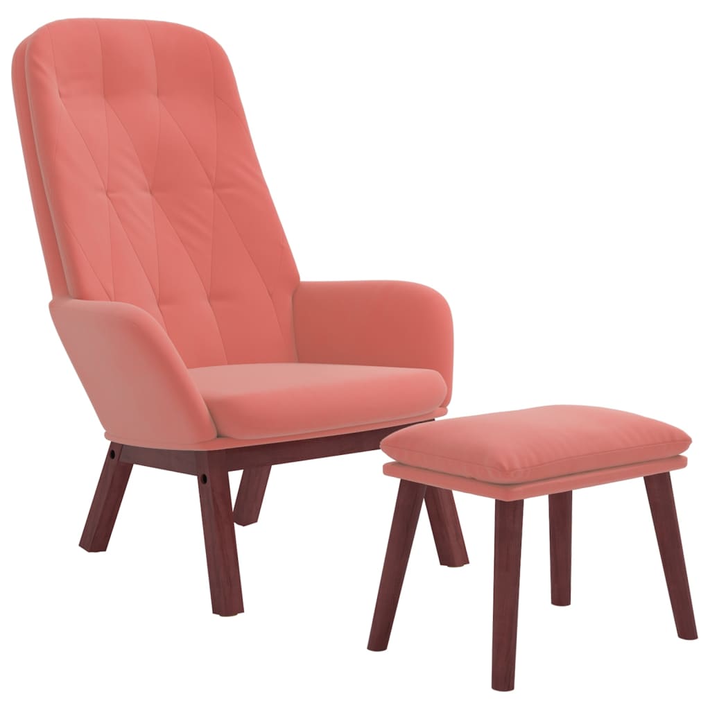 Poltrona Relax con Poggiapiedi Rosa in Velluto | homemem39