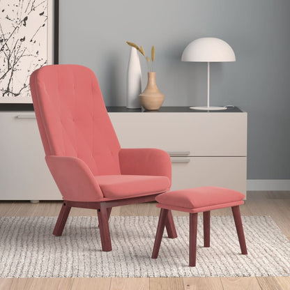 Poltrona Relax con Poggiapiedi Rosa in Velluto | homemem39