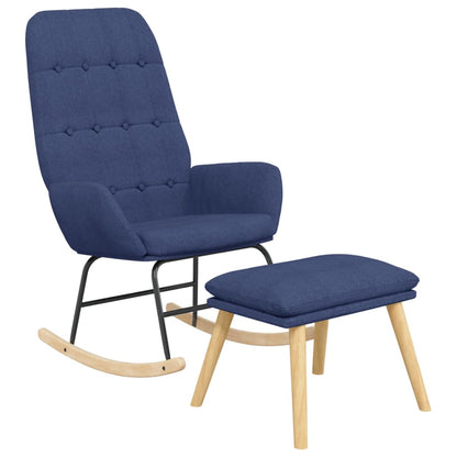 Rocking Armchair with Blue Fabric Footrest