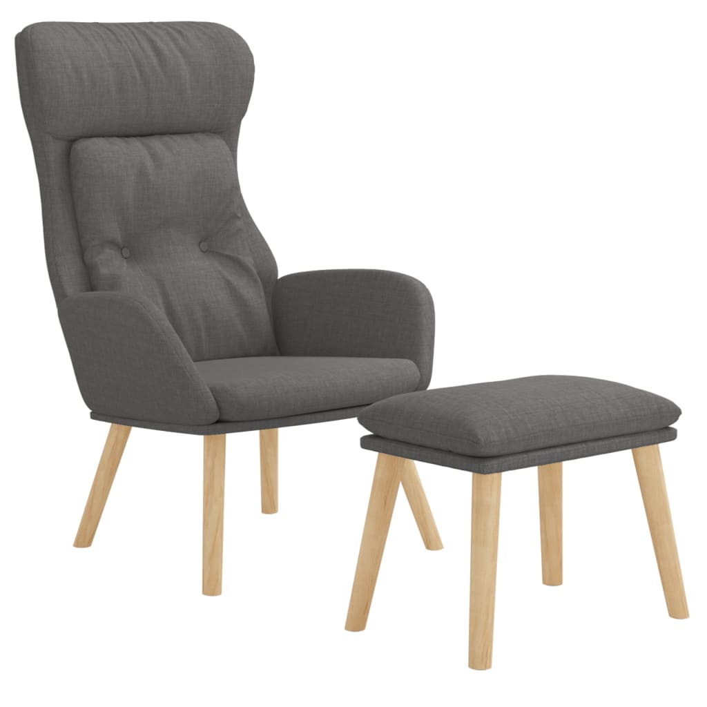 Relax Armchair with Footrest in Light Gray Fabric