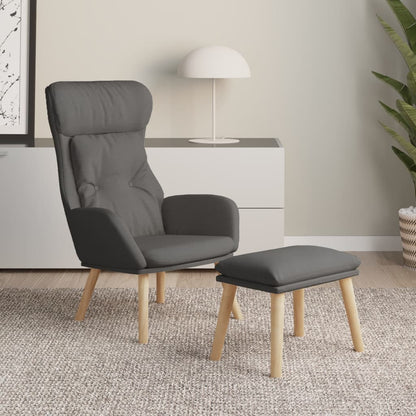 Relax Armchair with Footrest in Light Gray Fabric