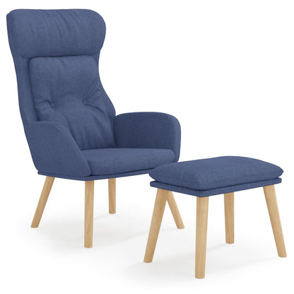 Relax Armchair with Blue Fabric Footrest