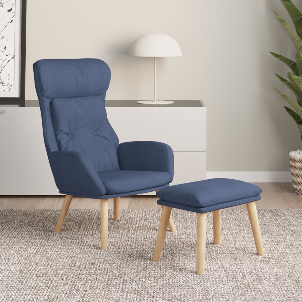 Relax Armchair with Blue Fabric Footrest