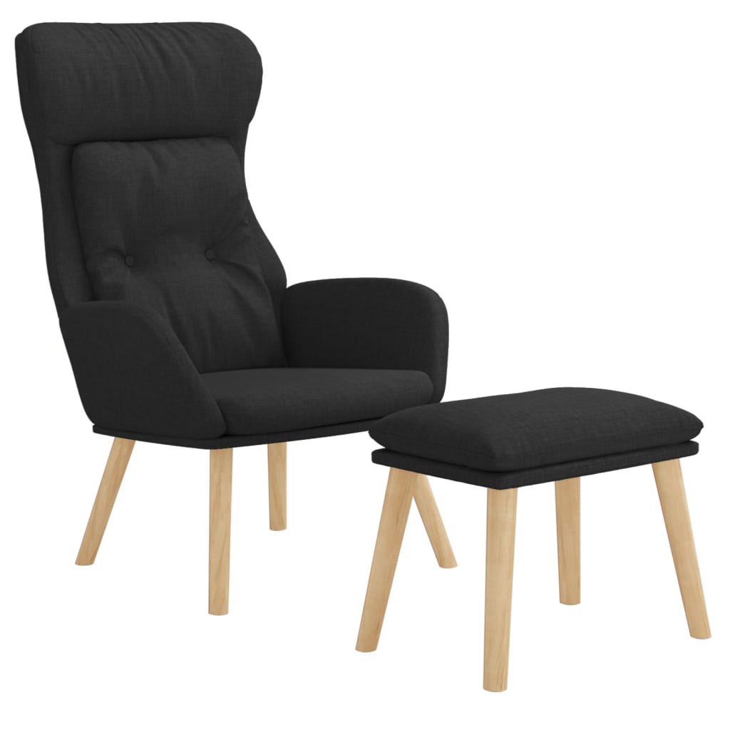 Relax Armchair with Black Footrest in Fabric