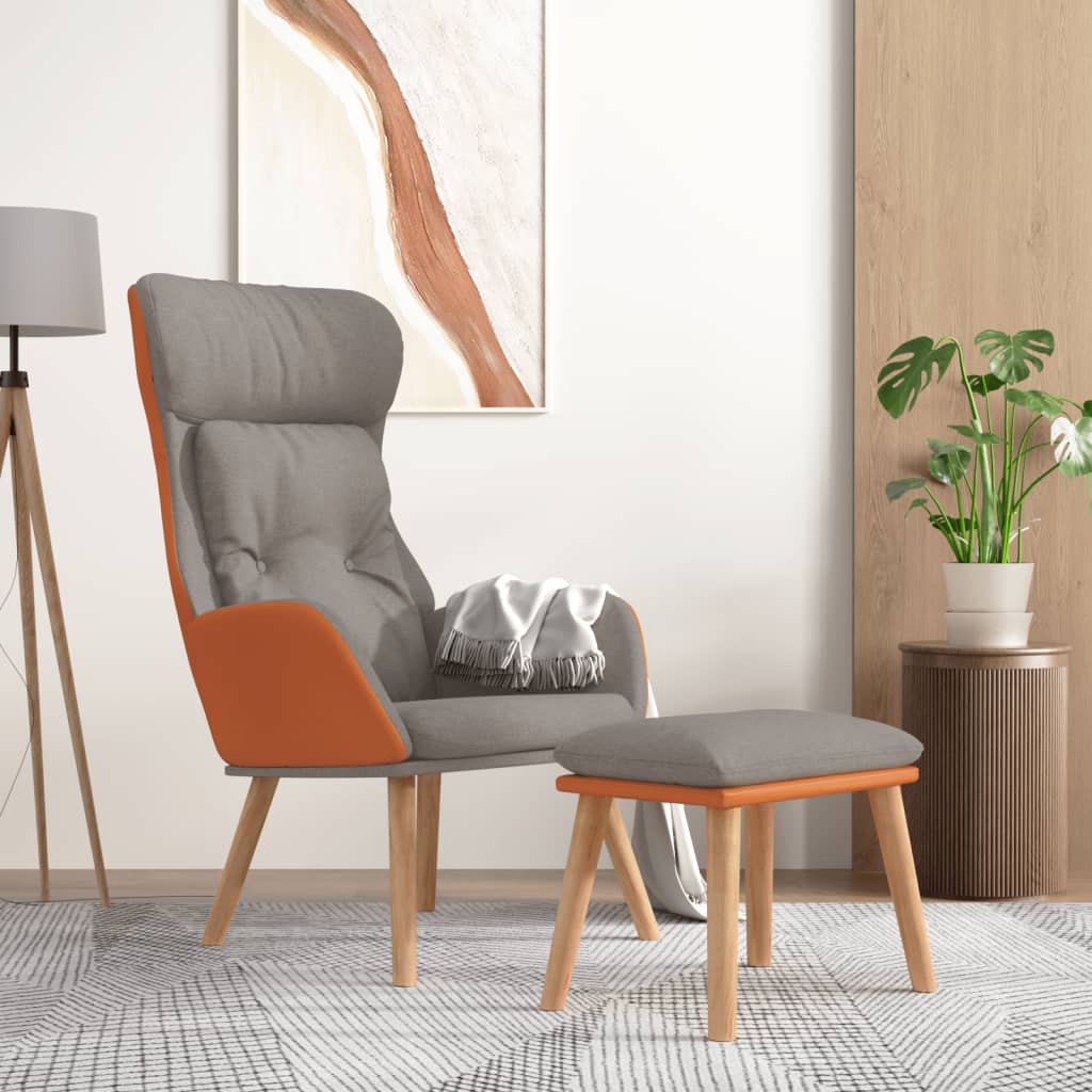 Poltrona Relax e Poggiapiedi Grigio Chiaro Similpelle e Tessuto | homemem39