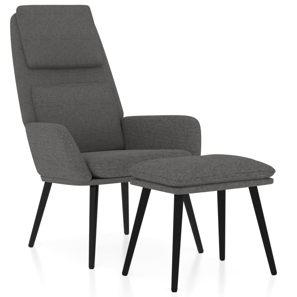 Relax Armchair with Footrest in Light Gray Fabric