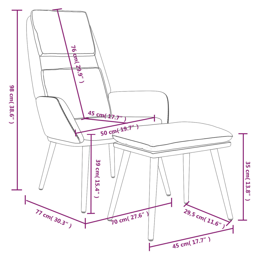 Relax Armchair with Footrest in Light Gray Fabric