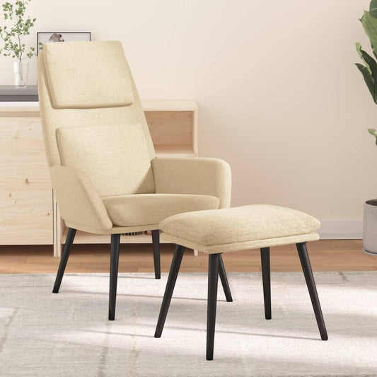 Relax Armchair with Footrest in Cream Fabric