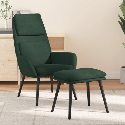 Relax Armchair with Dark Green Footrest in Fabric