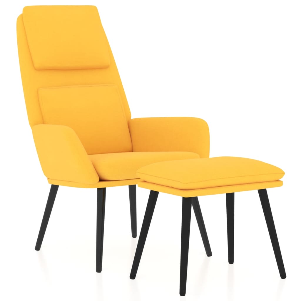 Relax Armchair with Mustard Yellow Footrest in Fabric
