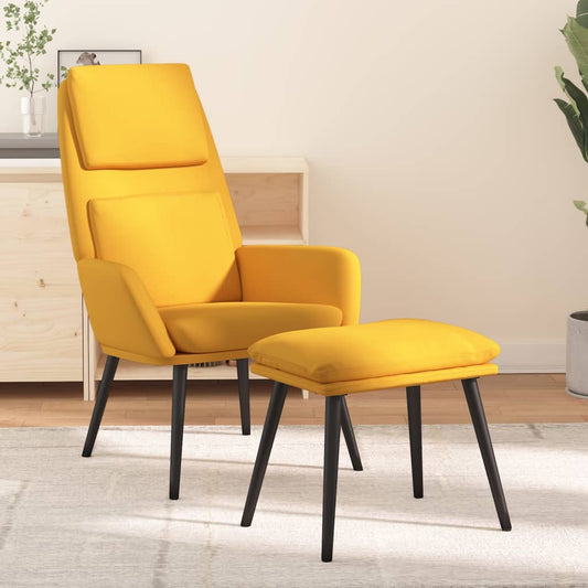 Relax Armchair with Mustard Yellow Footrest in Fabric