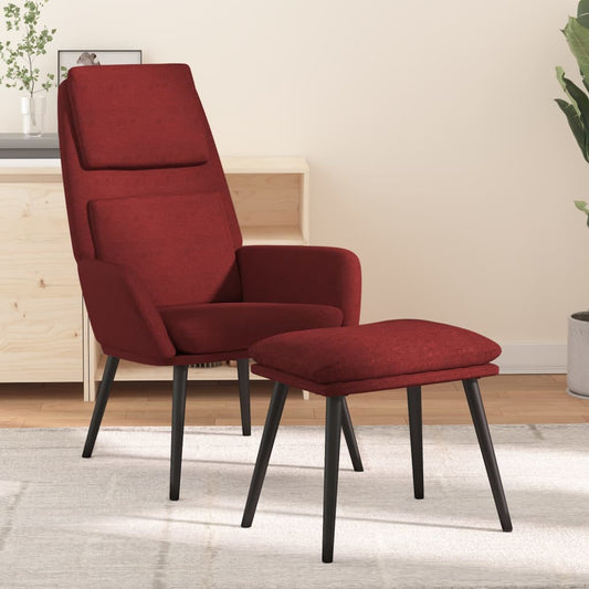Relax Armchair with Wine Red Footrest in Fabric