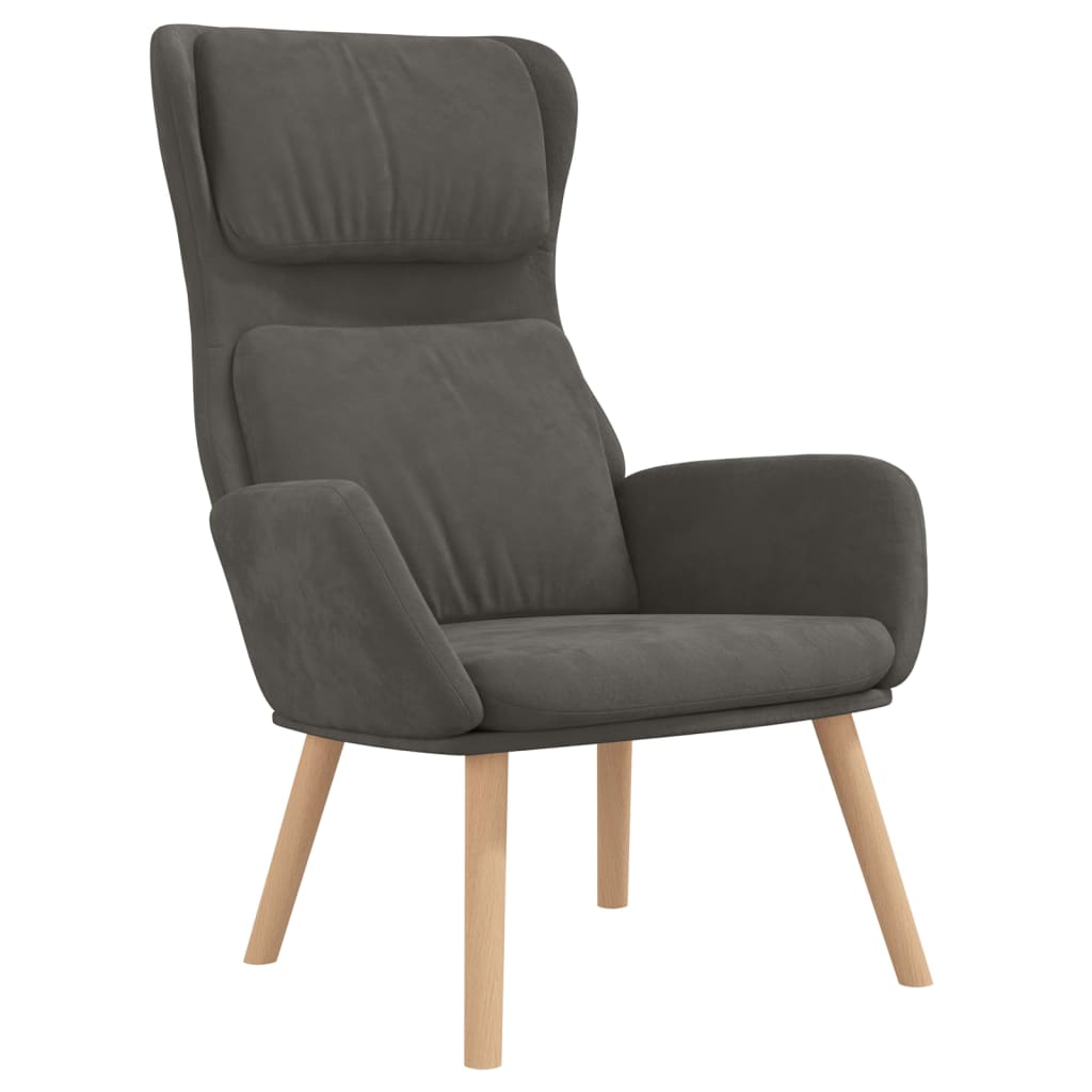 Relax Armchair with Dark Gray Velvet Footrest