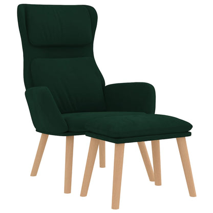 Relax Armchair with Dark Green Velvet Footrest