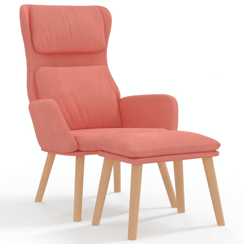 Relax Armchair with Pink Velvet Footrest