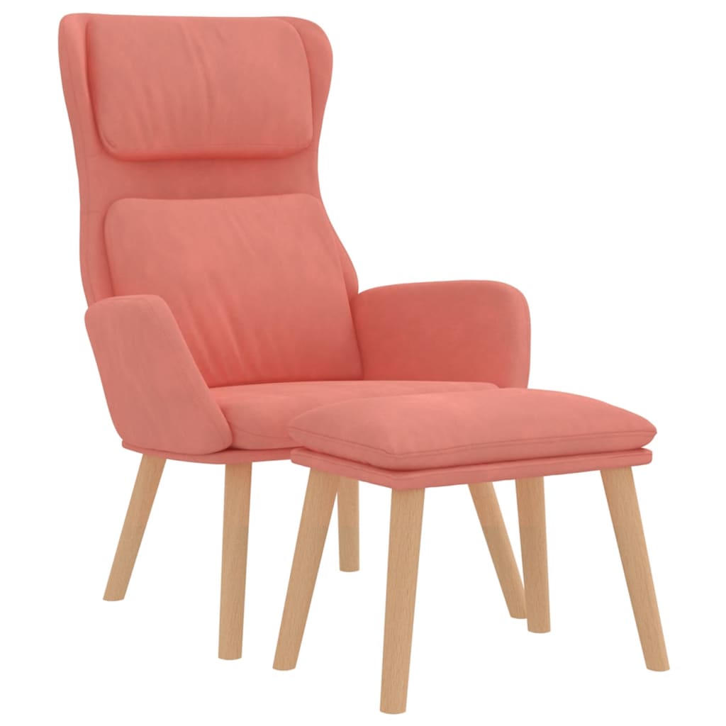 Relax Armchair with Pink Velvet Footrest