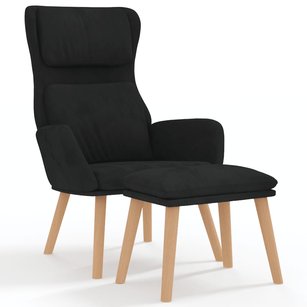 Relax Armchair with Black Velvet Footrest